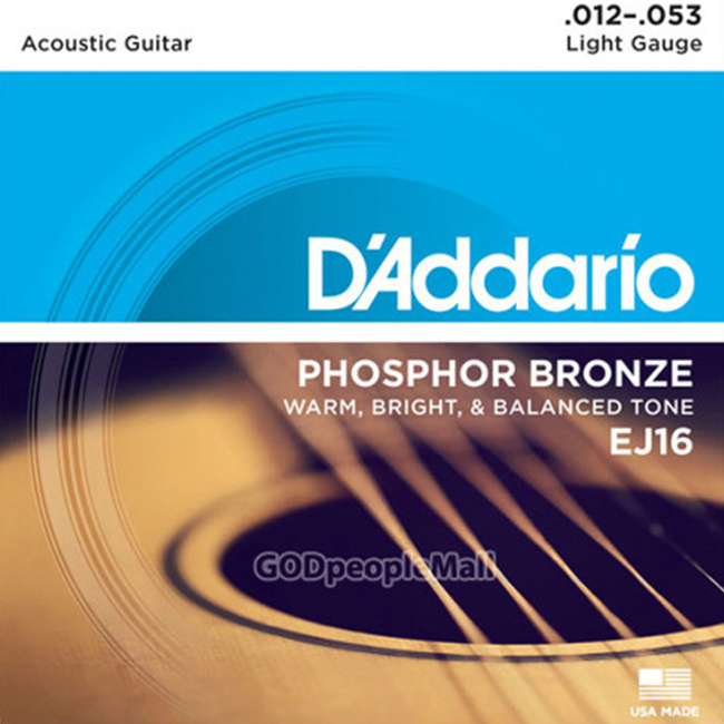 [D'Addario] 다다리오 Phosphor Bronze 기타현 LIGHT - EJ16