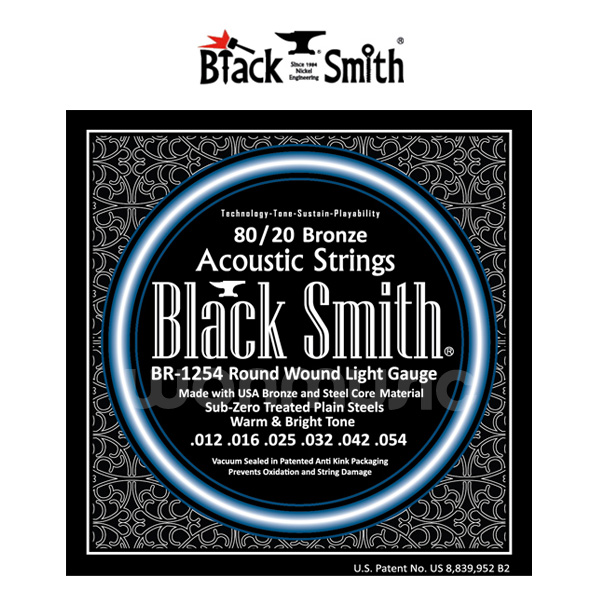 [BLACK SMITH] 블랙스미스 어쿠스틱 기타 스트링 80/20 브론즈 라이트 BR-1254 (.012 .054) / Acoustic Guitar Strings