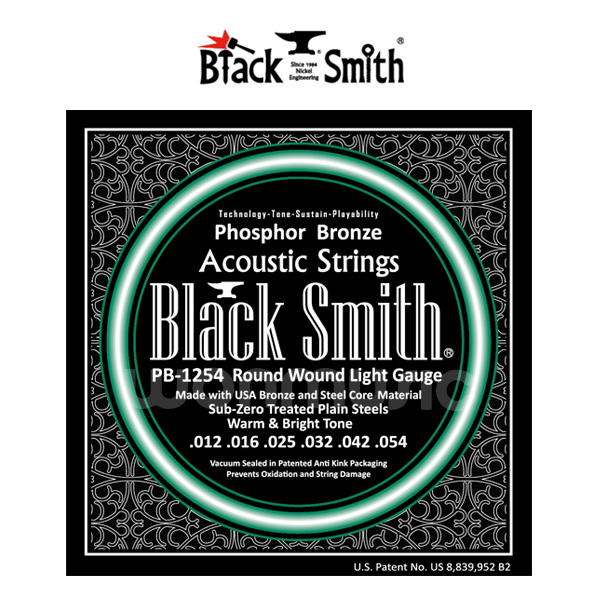 [BLACK SMITH] 블랙스미스 어쿠스틱 기타 스트링 포스포 브론즈 라이트 PB-1254 (.012 .054) / Phosphor Acoustic Guitar Strings